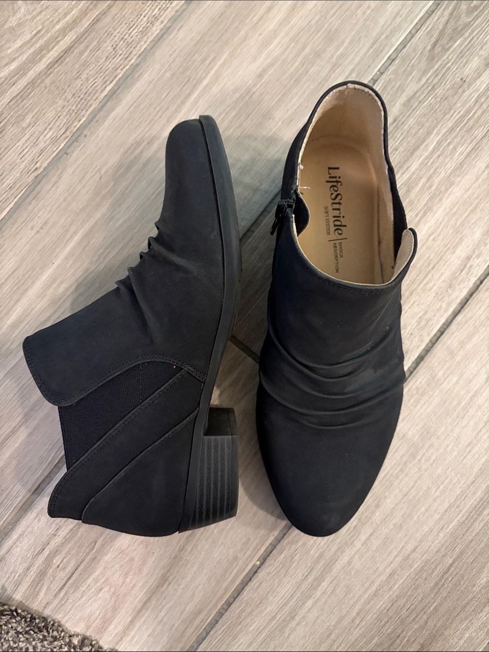 Life Stride Black Ruched Ankle Booties - Picture 2 of 5